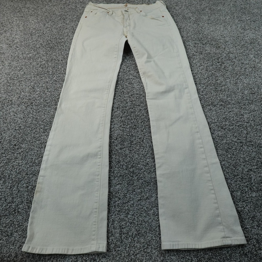 7 For All Mankind Jeans Womens Beige Denim Pants Low Rise Boot Cut Stretch USA